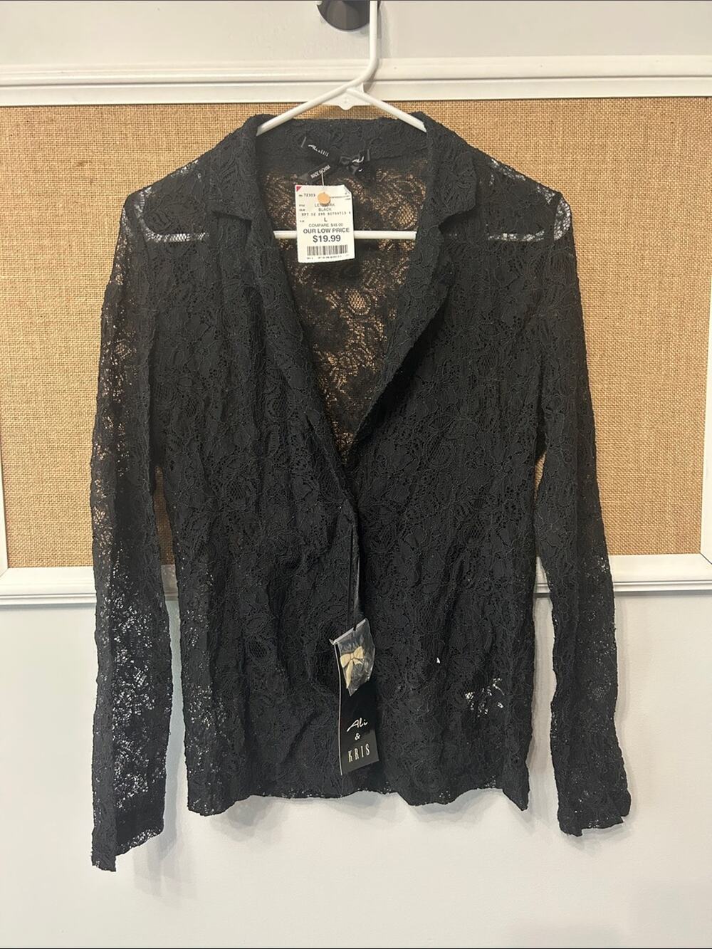 Ali & Kris Black Lace Blazer Jacket - Sheer Floral Design